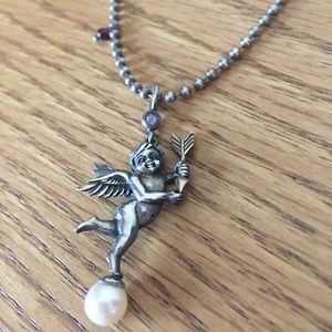 Sterling/gold Very unique cherub necklace